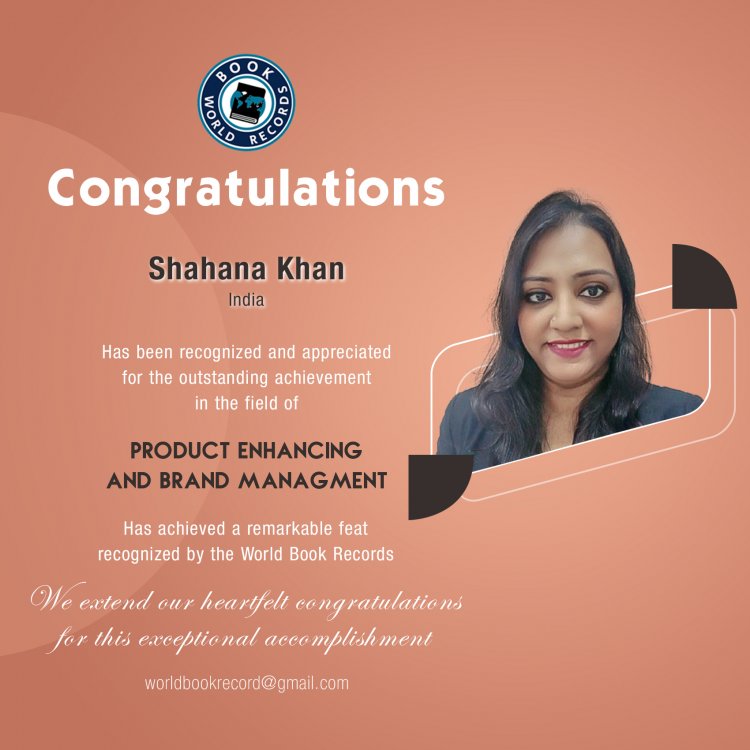 Shahana Khan Bagged Outstanding Achievement in Product Enhancing and Brand Managment