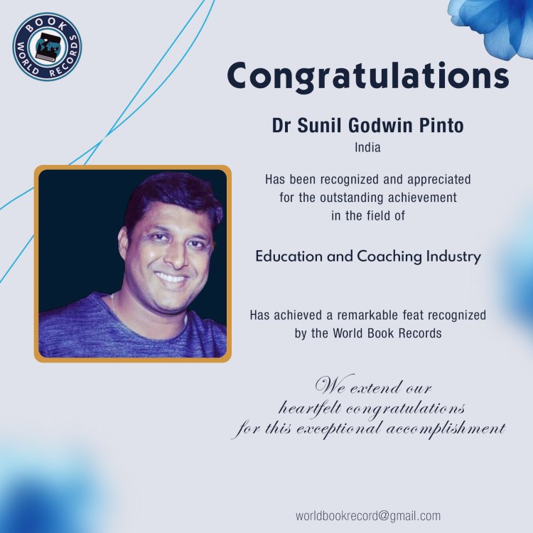 Dr SuniI Godwin Pinto Bagged Outstanding Achievement in Education and Coaching Industry