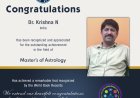 Dr. Krishna N Bagged Master's of Astrology