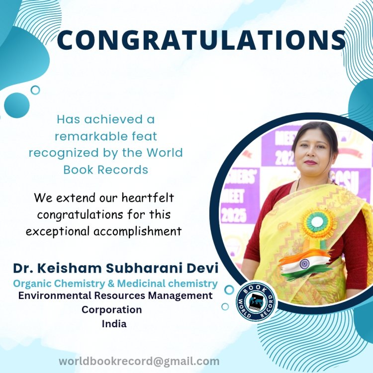 Dr. Keisham Subharani Devi  Bagged Award for Organic Chemistry & Medicinal Chemistry