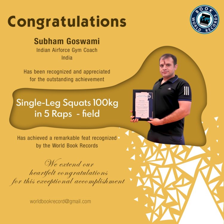 Subham Goswami	Bagged Award for Single-Leg Squats 100kg in 5 Raps