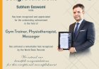 Subham Goswami Bagged Award for   Gym Trainer ,Physiotherapist ,Massage