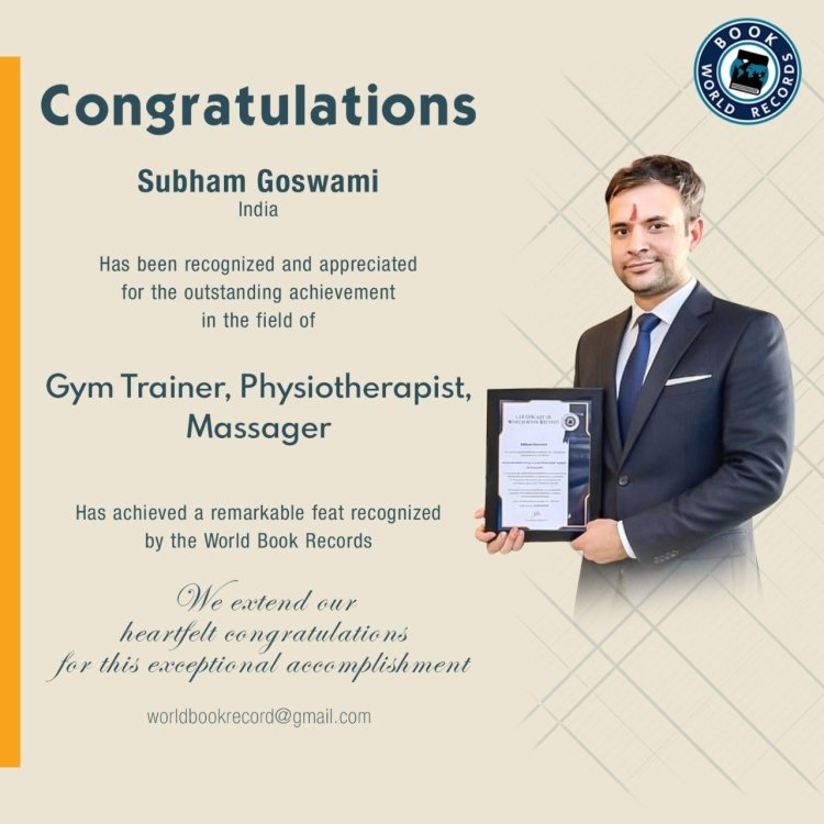 Subham Goswami Bagged Award for   Gym Trainer ,Physiotherapist ,Massage