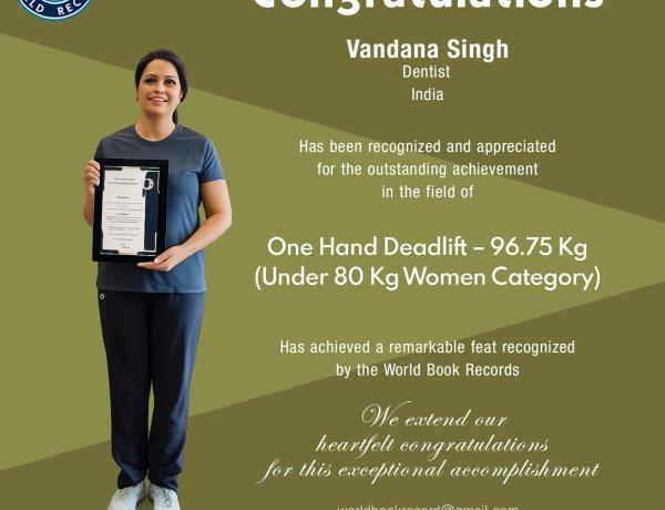 One Hand Deadlift – 96.75 Kg (Under 80 Kg Women Category)