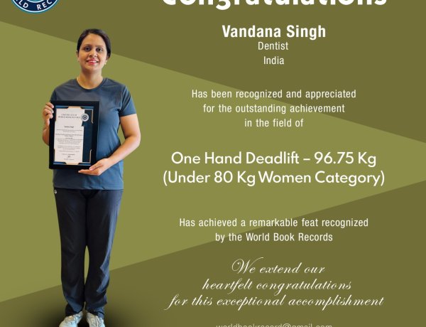 One Hand Deadlift – 96.75 Kg (Under 80 Kg Women Category)